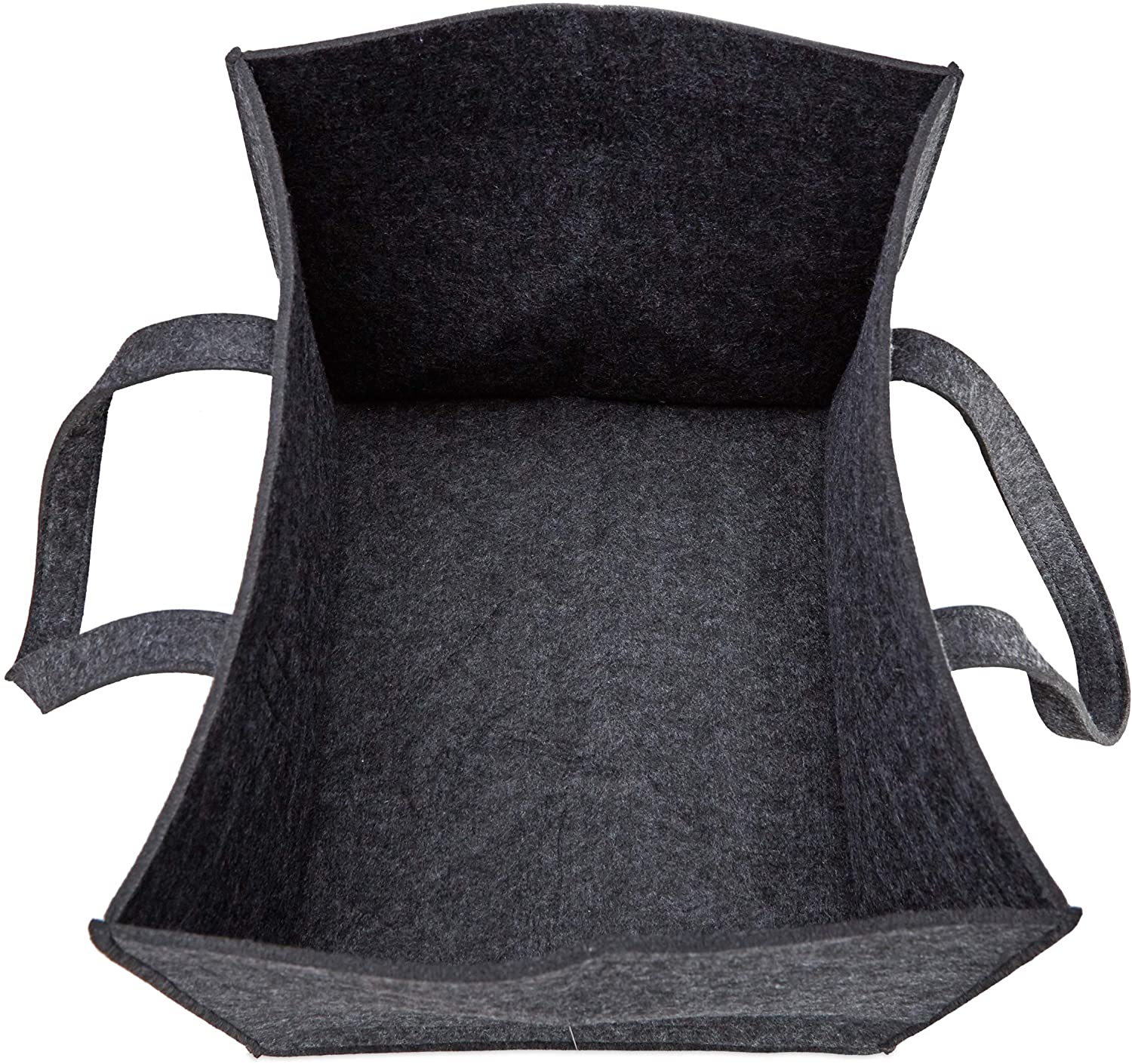 Cestino portalegna in feltro legno 2 manici pieghevoli portariviste 43 cm antracite 13_0002412