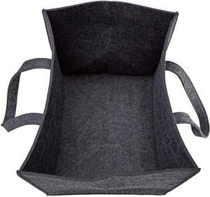 Cestino portalegna in feltro legno 2 manici pieghevoli portariviste 43 cm antracite 13_0002412