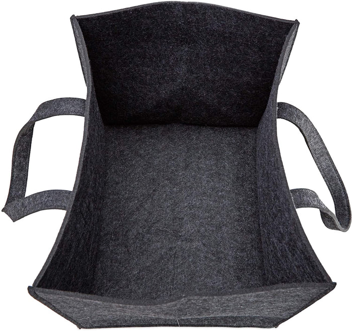 Cestino portalegna in feltro legno 2 manici pieghevoli portariviste 43 cm antracite 13_0002412