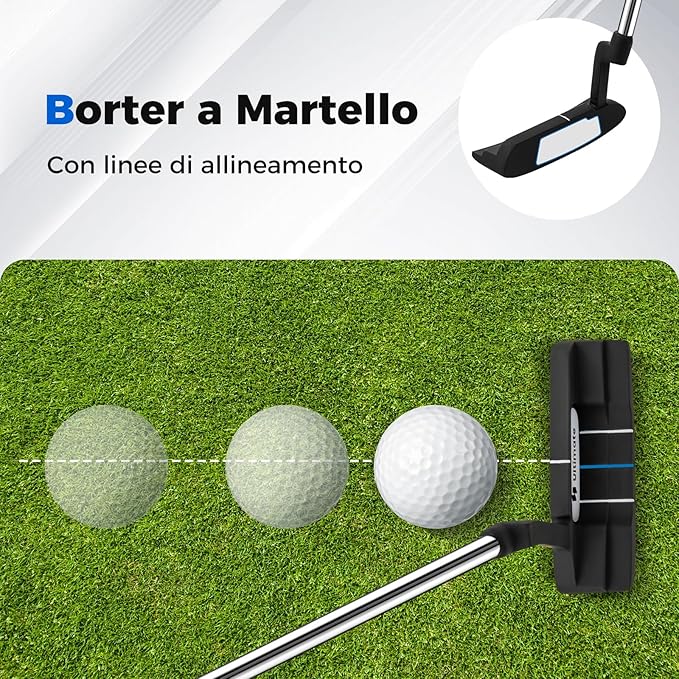 Set Completo di Mazze da Golf con Sacca a Treppiede, Include con Driver 1 da 460CC, Legno 3, Ibrido, Ferri 5, 6, 7, 8, 9, P, S, Putter e Copertura Antipioggia per Destrimani