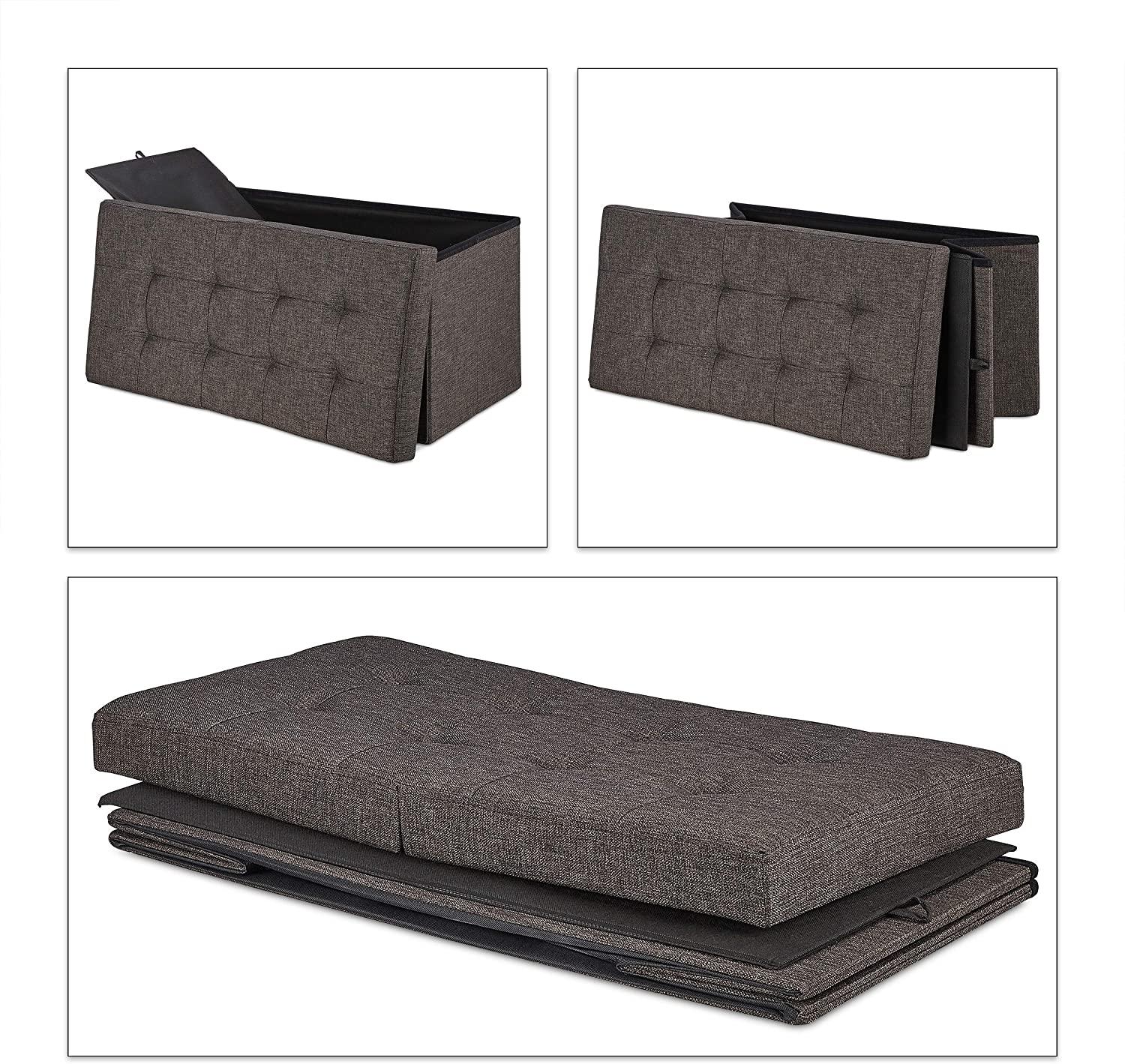 Panca con vano portaoggetti imbottito e ribaltabile, coperchio incernierato marrone 13_0000373_2