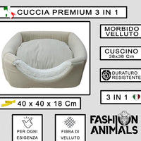 Cuccia Premium per cani e gatti - Letto morbido e confortevole - Base antiscivolo - Resistente e Facile da lavare (3 in 1-Beige)