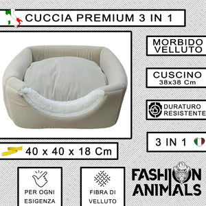Cuccia Premium per cani e gatti - Letto morbido e confortevole - Base antiscivolo - Resistente e Facile da lavare (3 in 1-Beige)
