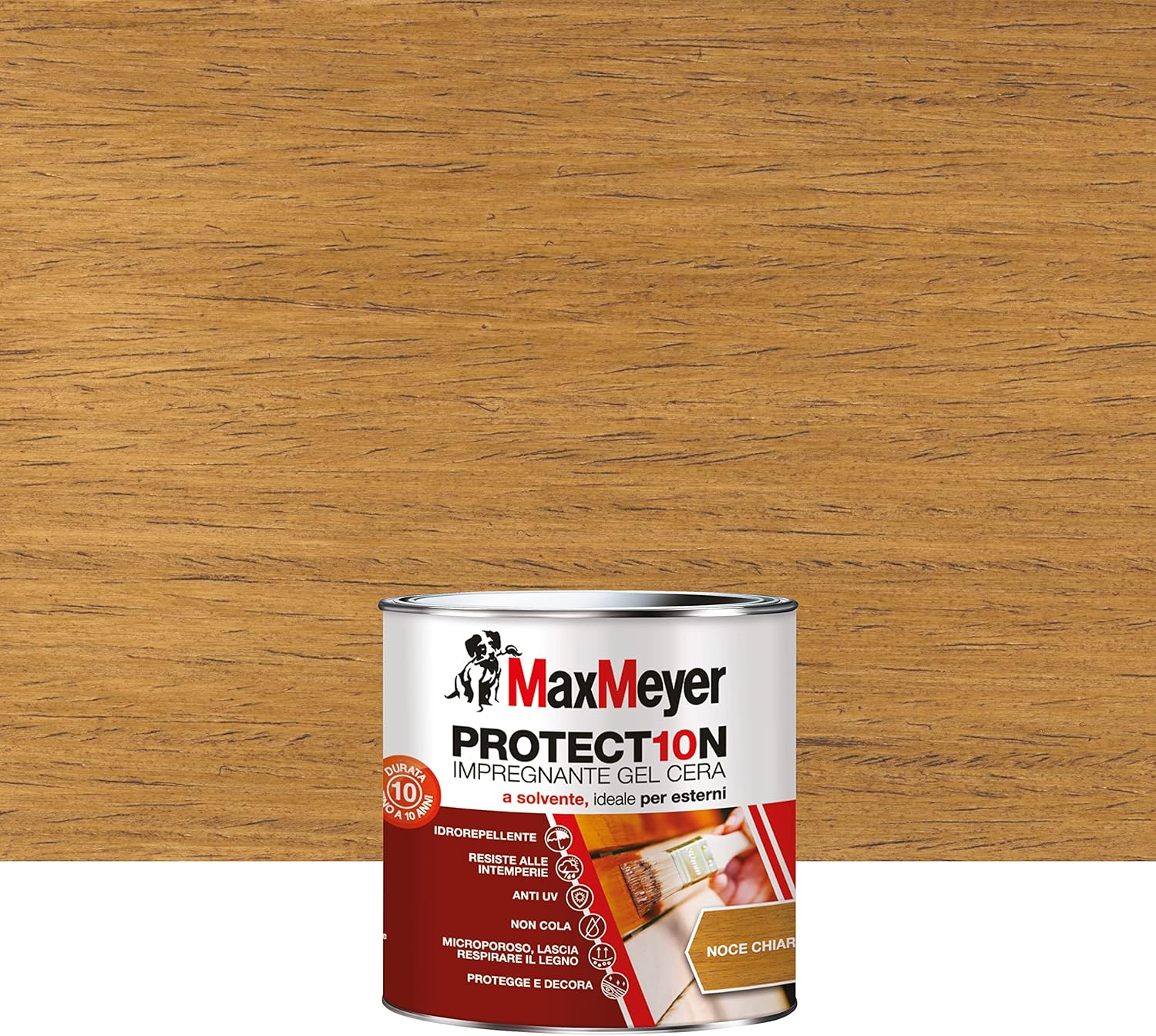Impregnante a Solvente per Esterni PROTECT10N, Noce Chiaro, 0.75L