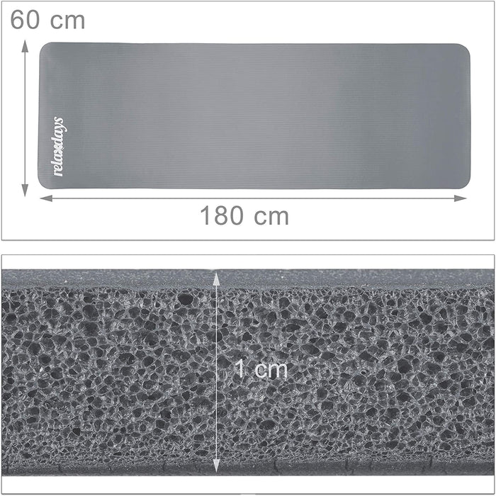 Tappetino yoga spessore 1 cm cinturino in gomma trasporto ginnastica pilates aerobica grigio 13_0002843_2