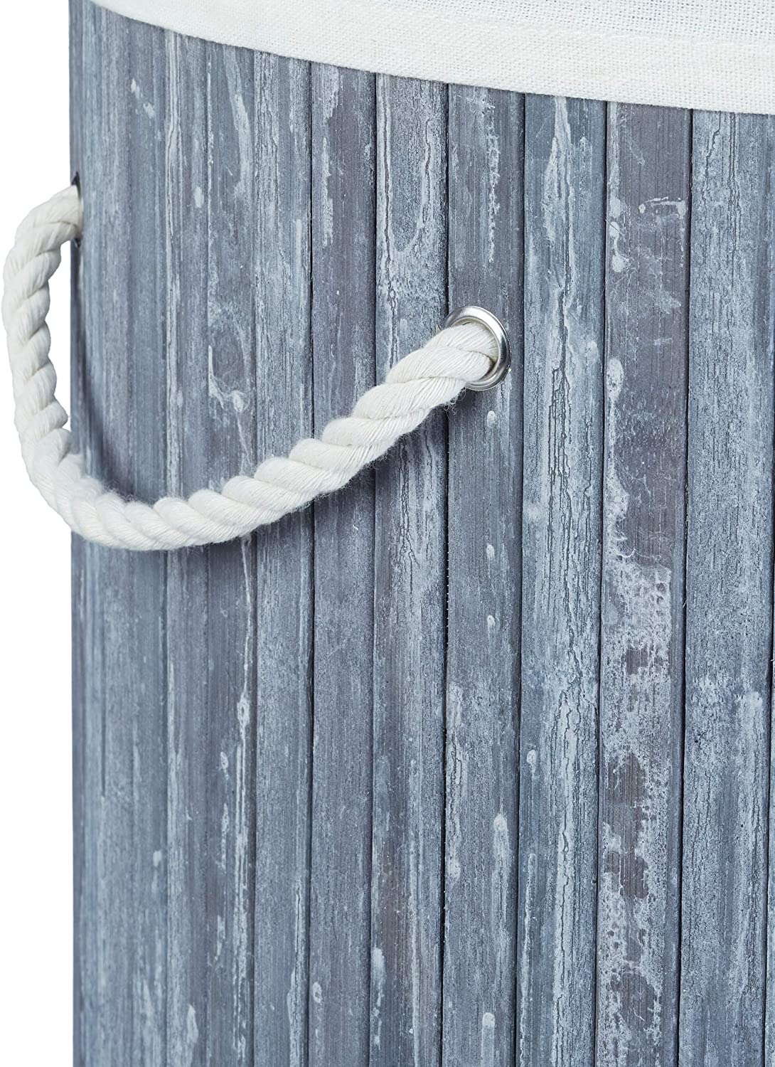 Portabiancheria pieghevole pieghevole con sacco in cotone 80 litri bambù tondo grigio 13_0001906_7