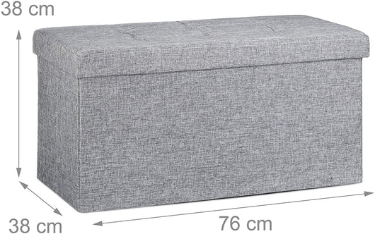 Panca sgabello pouf pieghevole contenitore poggiapiedi 76 cm lino grigio 13_0002337_4