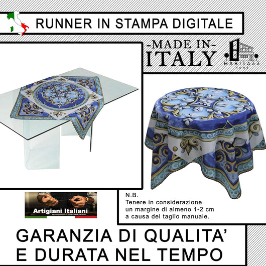 Runner da Tavola, Centrotavola Moderno per Mobili da interno o esterno Made in Italy (Giglio Bianco)