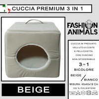 Cuccia Premium per cani e gatti - Letto morbido e confortevole - Base antiscivolo - Resistente e Facile da lavare (3 in 1-Beige)