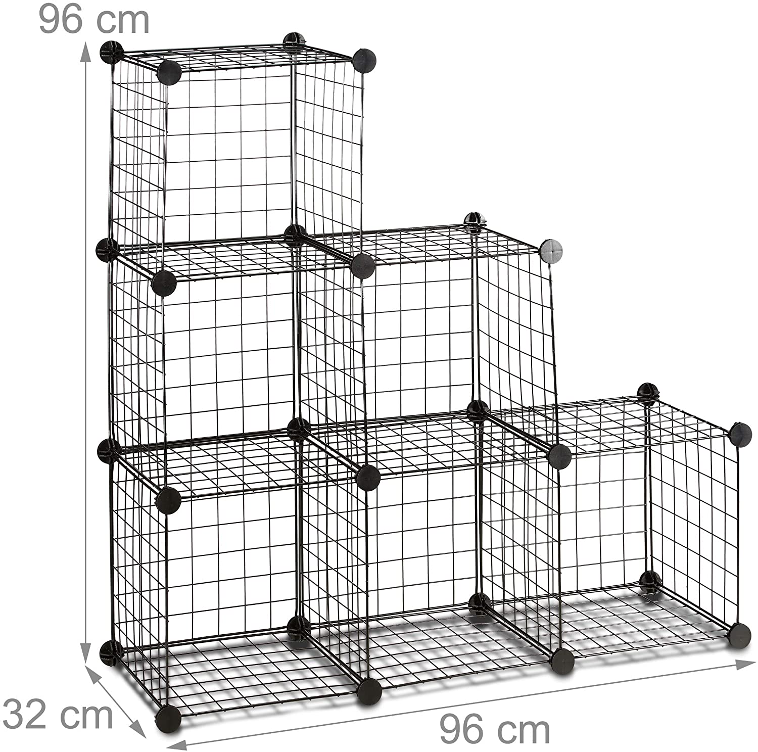 Sistema di scaffali 6 scomparti a griglia 30 x 30 cm nero 13_0002579