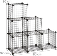 Sistema di scaffali 6 scomparti a griglia 30 x 30 cm nero 13_0002579