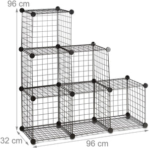 Sistema di scaffali 6 scomparti a griglia 30 x 30 cm nero 13_0002579