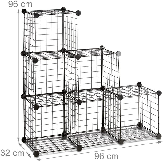 Sistema di scaffali 6 scomparti a griglia 30 x 30 cm nero 13_0002579