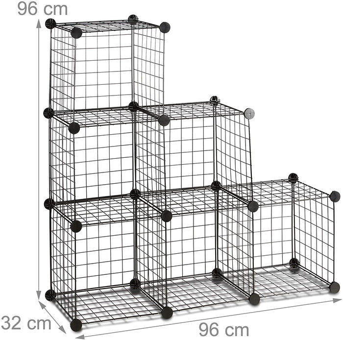 Sistema di scaffali 6 scomparti a griglia 30 x 30 cm nero 13_0002579
