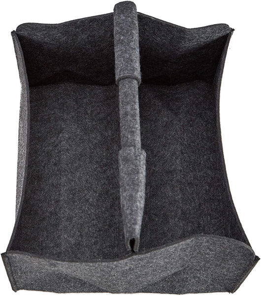 Cesto in feltro portagiornali portaoggetti pieghevole manici 2 scomparti grigio 13_0001924_3