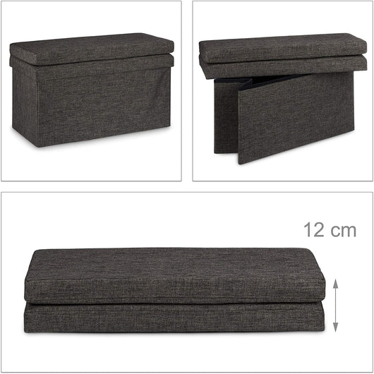 Sgabello contenitore pieghevole ottomano in lino 76 cm marrone 13_0002782_2