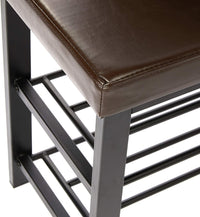 Panca portascarpe panca mobile sgabello sintetico 2 livelli marrone 13_0000360