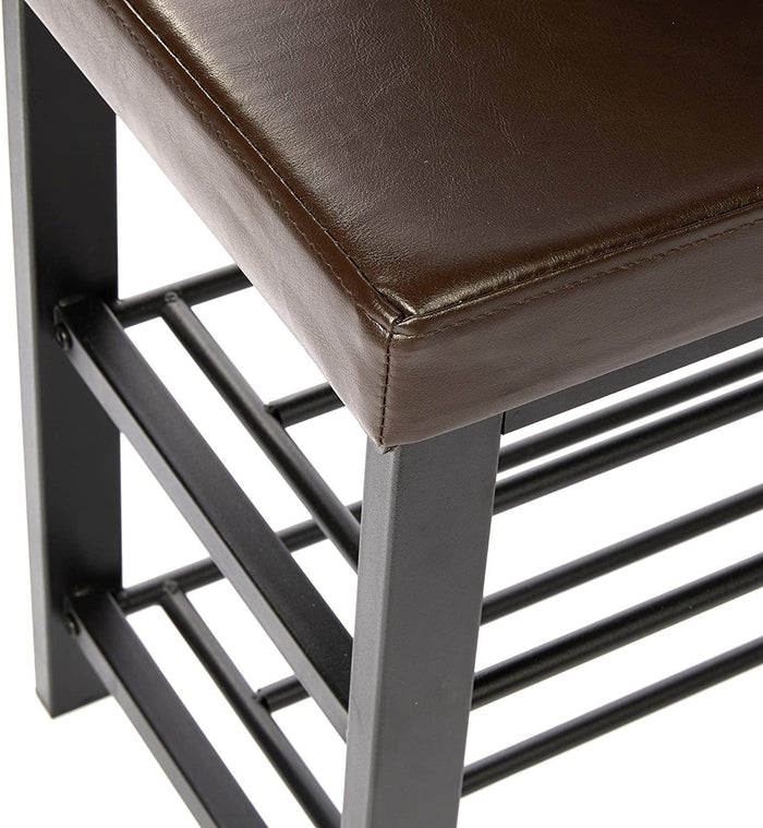 Panca portascarpe panca mobile sgabello sintetico 2 livelli marrone 13_0000360