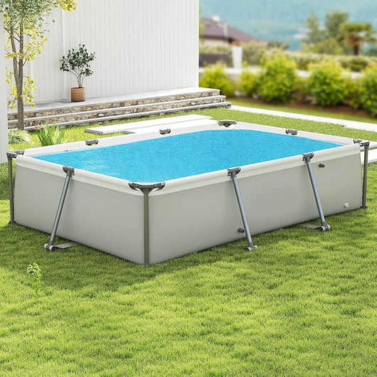 Piscina Fuori Terra, Piscina Rettangolare Grande con Pompa Filtro, Cartuccia e Struttura in Metallo per Bambini e Adulti, 300 cm x 207 cm x 66 cm