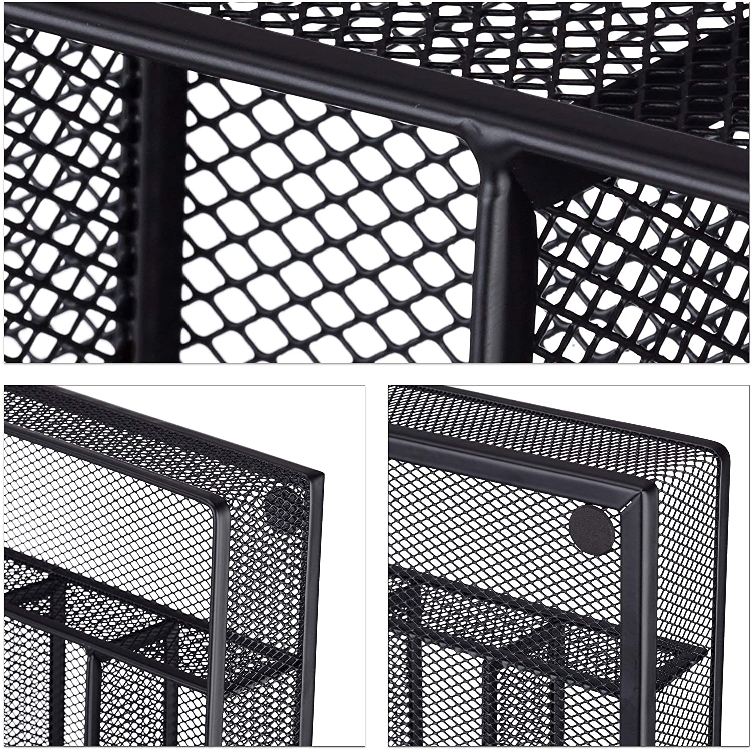 Portaposate portaposate vassoio in rete di acciaio metallo nero 13_0002382_2