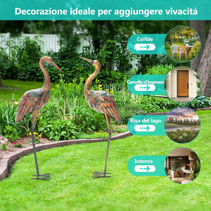 Statue da Giardino in Metallo, Set di 2 Sculture da Esterno ed Interno, Ideale per Casa, Patio, Prato e Cortile (Modello 2)