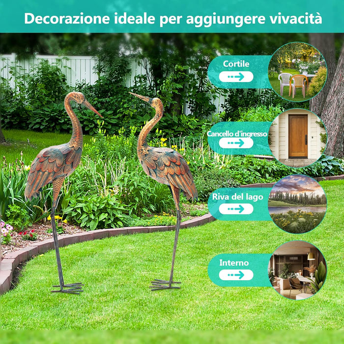 Statue da Giardino in Metallo, Set di 2 Sculture da Esterno ed Interno, Ideale per Casa, Patio, Prato e Cortile (Modello 2)