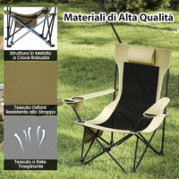 Sedia da Campeggio con Poggiapiedi Rimovibile, Sedia Pieghevole con Schinale Reclinabile, Braccioli e Portabicchieri, Portata 150 kg, Sdraio in Testtuto Oxford per Giardino e Spiaggia (Verde)