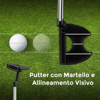 Set Completo di Mazze da Golf per Mancini da Uomo, Borsa Portatile con Supporto e Cappuccio Antipioggia, Include Driver 1 da 460CC, Fairway 3, Ibrido 4, Ferri 6, 7, 8, 9, P e Putter (Blu)