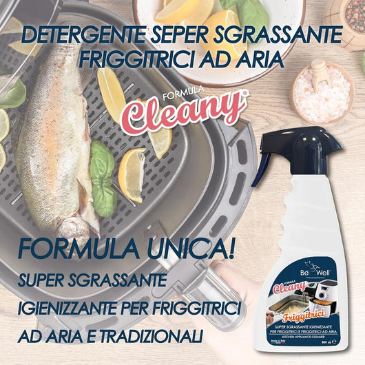 CLEANY Detergente Professionale Spray per Friggitrici E Friggitrici ad Aria, Sgrassante Super Igienizzante, 500 ml, Made in Italy