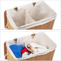 Cesto portabiancheria cesto 2 scomparti con sacco 95 litri brown bambù 13_0001904