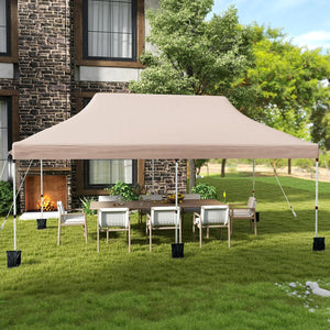 Gazebo Pieghevole da Giardino 3 x 6m, Gazebo Pop-up con Borsa da Trasporto, Regolabile in Altezza, per Feste (Beige)
