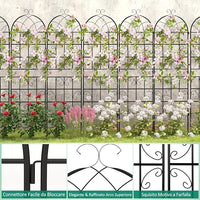 Traliccio da Giardino in Metallo 180 x 50 CM, Set di 2/4 Pannelli di Recinzione da Esterno per Piante Rampicanti, Decorazione Esterna per Giardino, Cortile e Patio (4 Pannelli)