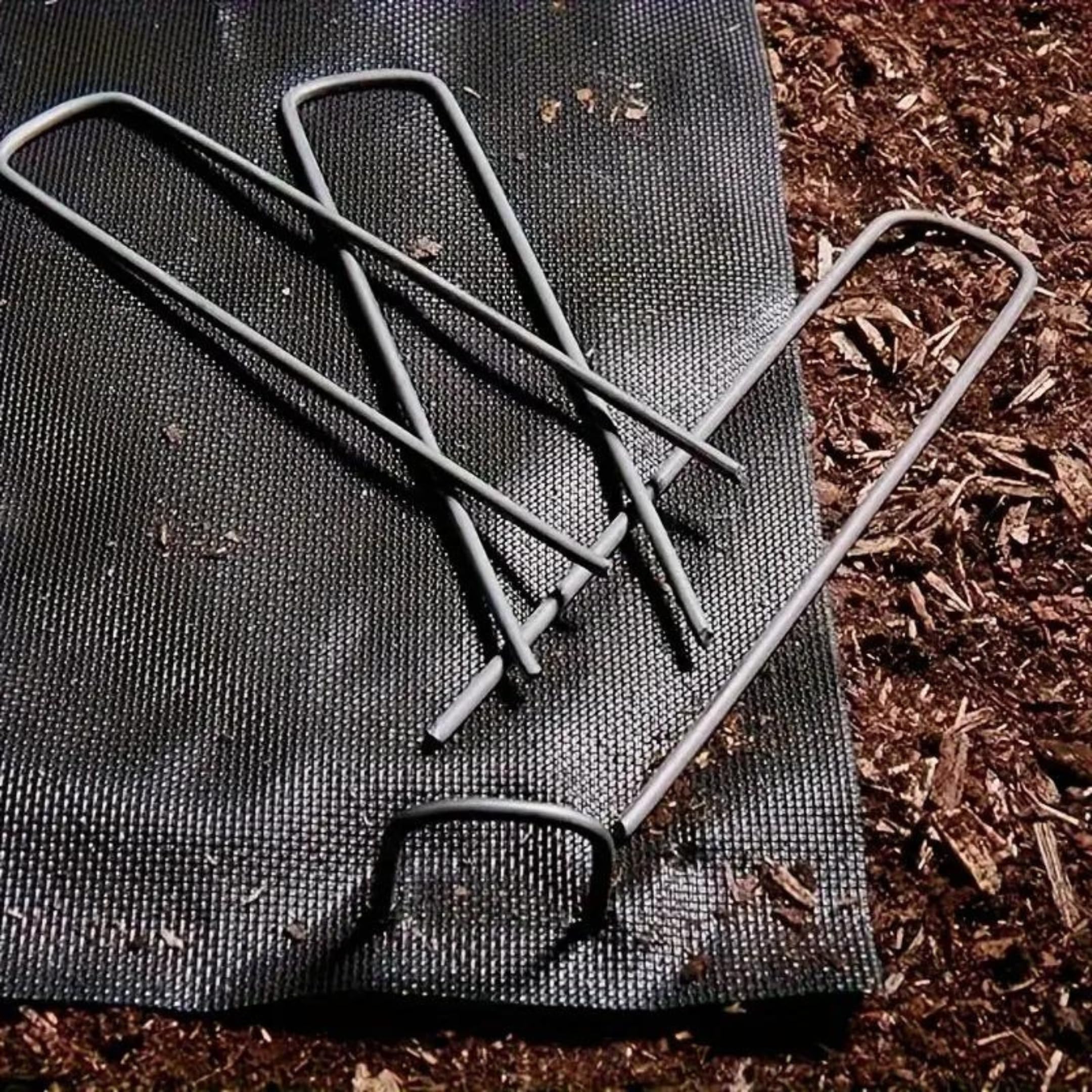 Picchetti telo Pacciamatura in Acciaio FE37, 300 pz Picchetti a U ø3 mm 17x3x17 cm, Picchetti Giardino, Chiodi per Telo, Prato Sintetico