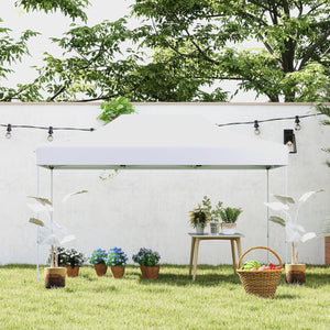 Gazebo Pop-up Pieghevole 3 x 4,5 m, Gazebo da Giardino Impermeabile Altezza Regolabile con Fori di Drenaggio, Tenda da Giardino Antivento con Borsa di Trasporto a Ruote (Bianco)