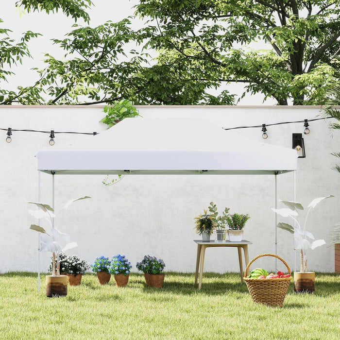 Gazebo Pop-up Pieghevole 3 x 4,5 m, Gazebo da Giardino Impermeabile Altezza Regolabile con Fori di Drenaggio, Tenda da Giardino Antivento con Borsa di Trasporto a Ruote (Bianco)