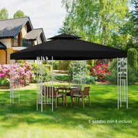 Tetto di Ricambio per Gazebo da Giardino Copertura di Ricambio Gazebo 3 x 3 m (Nero)