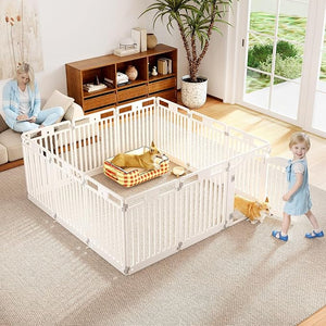 Recinto per Cani a 6 Pannelli, Recinto Pieghevole e Portatile per Animali con Porta di Bloccaggio e Picchetti da Terra, Ideale per Animali di Taglia Piccola e Media, 129 x 65 x 81 cm