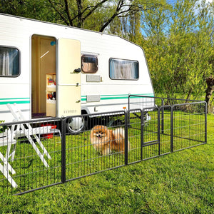 Recinto per Cani Interno ed Esterno, 8 Pannelli Altezza 60/80 CM Recinzione per Piccoli/Medi Animali/Coniglio/Gatto, Cancelletto Portatile Pieghevole con Porta (190 x 60 cm)