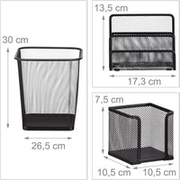 Set 6 forniture per ufficio pattumiera portapenne blocco note biglietti da visita posta portaoggetti in metallo nero 13_0002465_2