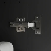 Armadietto Pensile Bagno 2 Ante con Specchiera e 2 Ripiani Interni in MDF, 60x15x75 cm, Nero