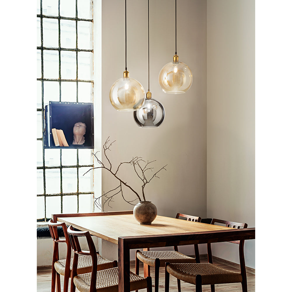 Paralume In Vetro Soffiato Ambra Specchiato