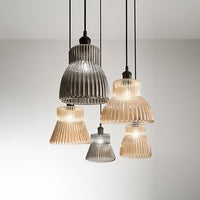 Paralume In Vetro Soffiato Millerighe Ambra Specchiato