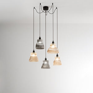 Paralume In Vetro Soffiato Millerighe Ambra Specchiato