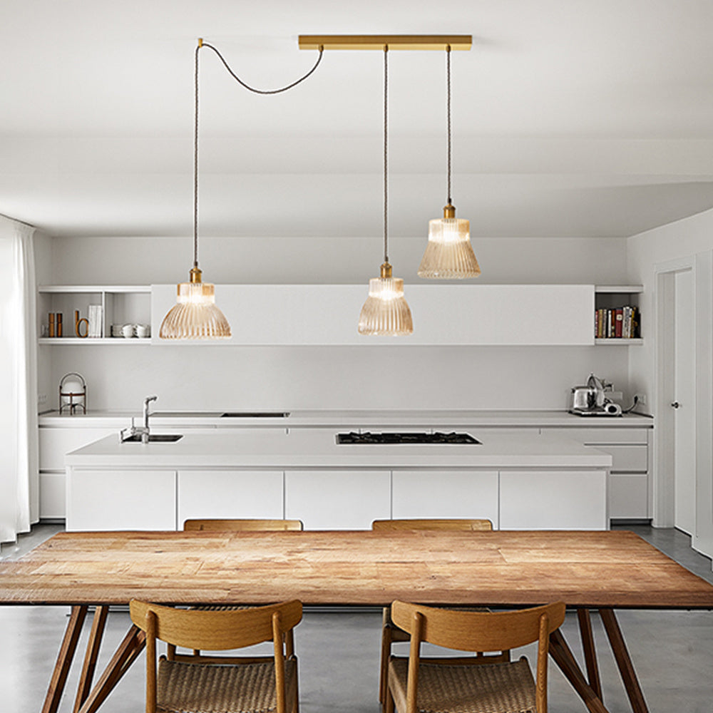 Paralume In Vetro Soffiato Millerighe Ambra Specchiato