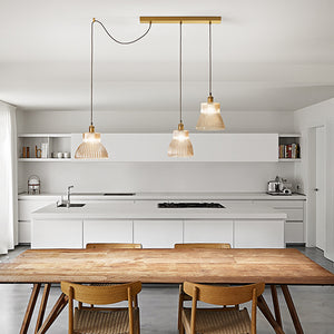 Paralume In Vetro Soffiato Millerighe Ambra Specchiato