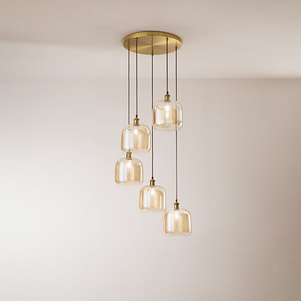 Paralume In Vetro Soffiato Di Colore Ambra Specchiato