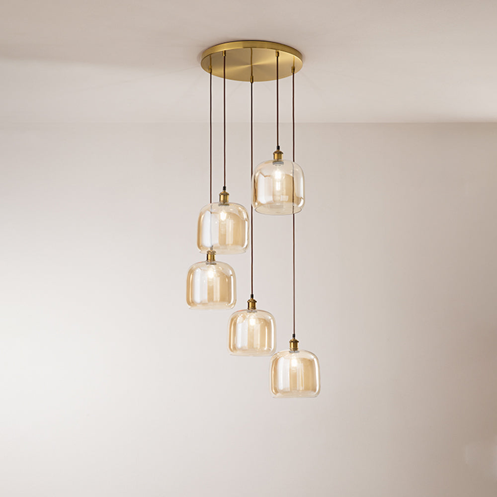 Paralume In Vetro Soffiato Di Colore Ambra Specchiato