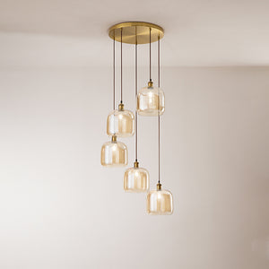 Paralume In Vetro Soffiato Di Colore Ambra Specchiato