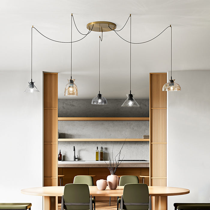 Paralume In Vetro Martellato Ambra Specchiato