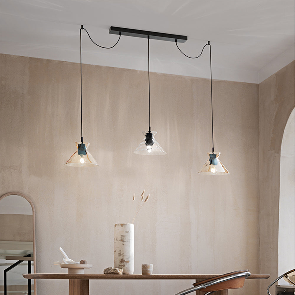 Paralume In Vetro Martellato Ambra Specchiato